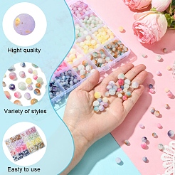 648Pcs 24 Styles Frosted Baking Paint Crackle Glass Beads with Glitter Powder&nbsp;DGLA-FS0001-12