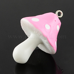 樹脂チャーム  キノコ  パールピンク  34~36x22~26x22~26mm  穴：2mm&nbsp;RESI-S295-03