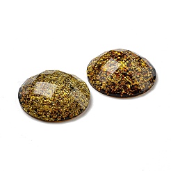 透明エポキシ樹脂カボション  金箔入り  多面カット  半円  ゴールデンロッド  21x6.5~7mm&nbsp;CRES-A053-08