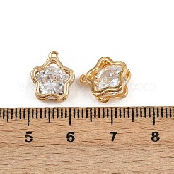 真鍮の舗装キュービックジルコニアチャーム  スター  18KGP本金メッキ  12x10.5x5.5mm  穴：1mm&nbsp;KK-C115-07G