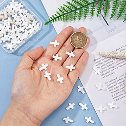 3連売り天然淡水シェルクロスビーズ連売り  ホワイト  15x10x3mm  穴：0.5mm  約26個/連  15.08インチ（38.3cm）&nbsp;BSHE-DC0001-02