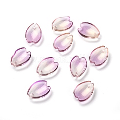クリアガラスペンダント  さくらペタリン  ミックスカラー  16x12x3.5mm  穴：0.9mm&nbsp;X-GLAA-B003-03