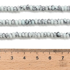 合成ターコイズビーズ連売り  ロンデル  染め  紺碧  4x2mm  穴：0.9mm  約160~162個/連  14.96~15.16インチ（38~38.5cm）&nbsp;G-Z110-B01-2x4mm-01
