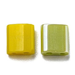 2ホールガラスシードビーズ  正方形  アンティーク風/不透明スプレー塗装/透明風  ミックスカラー  5x5x2mm  穴：0.8~0.9mm  25個/袋&nbsp;SEED-XCP0001-13