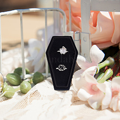 Halloween Theme Coffin Shaped Velvet Finger Ring Boxes&nbsp;VBOX-WH0015-01A