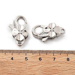 真鍮カニカン  クローバー  プラチナ  25x15x5.5mm  穴：2mm&nbsp;X-KK-R216-18A-P