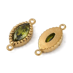 Ion Plating(IP) 304 Stainless Steel Cubic Zirconia Horse Eye Links Connector Charms&nbsp;X-STAS-K256-21G