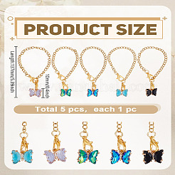5Pcs Butterfly Brass Glass Cup Charms&nbsp;HJEW-LP00035