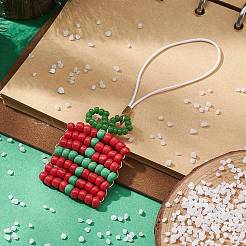 Christmas Glass Seed Beaded Pendant Decorations&nbsp;HJEW-TA00013-05