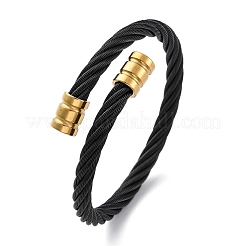 女性用304ステンレススチールトルクバングル  イオンプレーティング（ip）  ゴールドカラー  5/8インチ（1.6cm）  内径：2-3/8x 2-1/4インチ（6x5.85cm）&nbsp;BJEW-P310-14MC