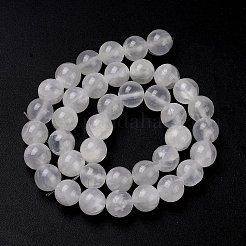 天然石グリーンジェイドビーズ連売り  染め  ラウンド  ホワイトスモーク  12mm  穴：1.4mm  約39個/連  15.55''（39.5センチメートル）&nbsp;G-Q162-A01-C01-05