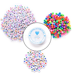 1 Bag 1200Pcs Opaque Acrylic Flat Round with Letter & Heart Beads&nbsp;DIY-YW0002-32