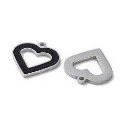 304ステンレスペンダント  エナメル  ハートチャーム  ステンレス鋼色  17x16x1.5mm  穴：1.4mm&nbsp;LS-STAS-C083-04P-01
