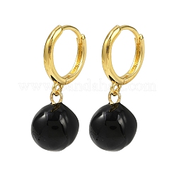 Round Brass Enamel Hoop Earrings&nbsp;EJEW-U059-05G