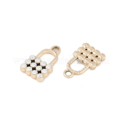 合金ラインストーンペンダント  ロック  ゴールドカラー  18x11x3mm  穴：2mm&nbsp;FIND-M018-11G