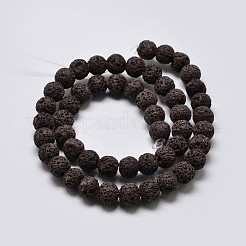 Natural Lava Rock Round Bead Strands&nbsp;G-I124-10mm-M