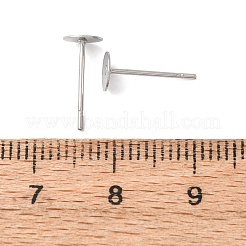 変色防止 304 ステンレススチール フラット ラウンド ブランク ペグ スタッド イヤリング 金具  ステンレス鋼色  12x5mm  ピン：0.6mm&nbsp;X-STAS-S028-24