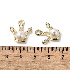 ラインストーン ペンダント付き合金  ABSの模造パールと  クラウンチャーム  ゴールドカラー  18.5x17x7.5mm  穴：2mm&nbsp;FIND-B032-25G