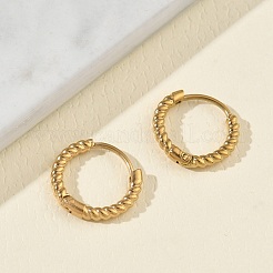 304ステンレススチール製女性用フープピアス  ツイスト  ゴールドカラー  13x2mm&nbsp;EJEW-K336-01A-G