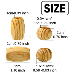 40個 2種類のスタイルのパインウッドビーズ  バレル  バリーウッド  20~30x15~20mm  穴：10mm  20個/スタイル&nbsp;WOOD-YW0001-48