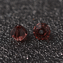 模造クリスタルガラスビーズ  トランスペアレント  多面カット  双円錐形  暗い蘭  4x3.5mm  穴：1mm 約720個/袋&nbsp;G22QS092