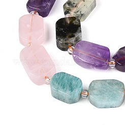 Natural Lapis Lazuli & Amethyst & Rose Quartz & Amazonite & Prehnite & Strawberry Quartz & Sunstone 7 Chakra Beads Strands&nbsp;G-C098-A30-01