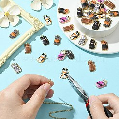 35 個 7 色ラックメッキ合金ペンダント  エナメル  ゴールドカラー  猫の形のチャーム  ミックスカラー  20x11.5x2.5mm  穴：1.5mm  5個/カラー&nbsp;FIND-CJ0002-63