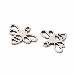 変色しない201ステンレススチールチャーム  中空のミツバチ  ステンレス鋼色  16x13.5x1mm  穴：1mm&nbsp;STAS-E188-03P
