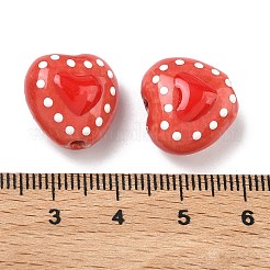 Heart Pattern Handmade Porcelain Enamel Beads&nbsp;PORC-G016-03J