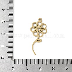 304ステンレスペンダント  花のチャーム  18KGP本金メッキ  30.5x13x1.5mm  穴：1.5mm&nbsp;STAS-E501-14G