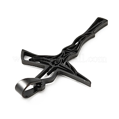 ステンレスペンダント201個  十字架クロス  電気泳動黒  39.5x26.5x1.5mm  穴：6.5x4mm&nbsp;LS-STAS-E015-12EB