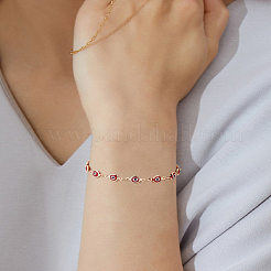1Pc Brass & Handmade Lampwork Evil Eye Link Chain Anklets&nbsp;AJEW-LP0007-66B