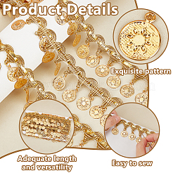 Polyester Fringe Lace Trim Ribbon with Charms Tassel&nbsp;OCOR-WH0078-337A