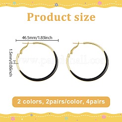 4ペア2色合金エナメルフープピアス  ゴールドカラー  ミックスカラー  46.5x1.5mm  2pairs / color&nbsp;EJEW-GO0002-01