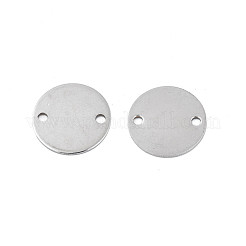 変色しない304ステンレススチールコネクタチャーム  空白タグのスタンプ  フラットラウンド  ステンレス鋼色  14x0.5mm  穴：1.6mm&nbsp;STAS-N095-116E-01