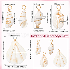 24Pcs 4 Styles Mixed Natural Shell Pendants&nbsp;FIND-SC0015-67