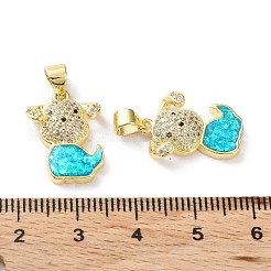 Rack Plating Brass Micro Pave Cubic Zirconia Puppy Pendants&nbsp;KK-C041-15G