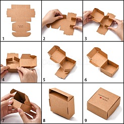 クラフト紙ギフトボックス  結婚式の装飾  折りたたみボックス  バリーウッド  18.5x16x0.05cm  完成品：5.5x5.5x2.5cm&nbsp;CON-L014-E02