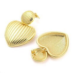 Rack Plating Brass Heart Dangle Stud Earrings&nbsp;EJEW-P242-06G