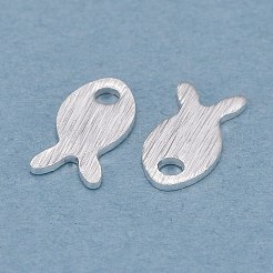 真鍮製チャーム  カドミウムフリー＆鉛フリー  魚  925銀メッキ  8x4x0.5mm  穴：1.2mm&nbsp;X-KK-Y003-23S