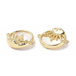 Eco-Friendly Rack Plating Brass Connector Charms with White Shell&nbsp;KK-F845-01G