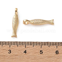 海の真鍮ペンダント  魚のチャーム  18KGP本金メッキ  20x4x2.5~4mm  穴：2.5x2mm&nbsp;KK-L266-02A-G