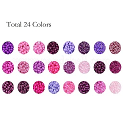 パープルシリーズ600g24色ガラスシードビーズ  ラウンド  ミックスカラー  6/0  4~5x2.5~4.5mm  穴：1.2~1.5mm  25 G /カラー&nbsp;SEED-JP0008-06-4mm