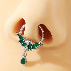 Gothic 316 Surgical Stainless Steel Enamel Green Bat Nose Ring with Drop Charms for Men and Women Party Jewelry&nbsp;LS-YQ2645