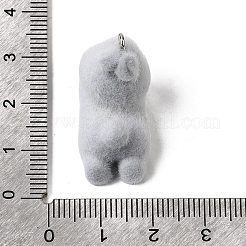 不透明樹脂のペンダント  プラチナトーンの鉄ループ付き  ライトグレー  うさぎチャーム  23.5x13.5x26mm  穴：2mm&nbsp;RESI-G123-01L