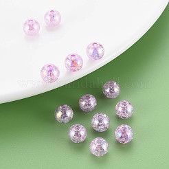 クリアクラックアクリルビーズ  ABカラーメッキ  ラウンド  スミレ  8x7mm  穴：1.8mm  約418個/120g&nbsp;LS-MACR-S373-66-L01