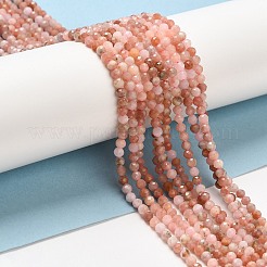 天然石ロードナイトビーズ連売り  多面カット  ラウンド  3mm  穴：0.5~0.6mm  約144~151個/連  15.3~15.7インチ（39~40cm）&nbsp;G-F460-57