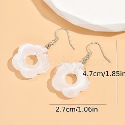アクリルダングルピアス  プラチナ  花  ホワイト  47x27mm&nbsp;FS-WG6208F-01
