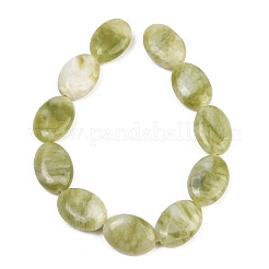 天然の南部翡翠ビーズ連売り  フラットオーバル  18~18.5x13~13.5x6~6.5mm  穴：1.2mm  約11個/連  7.76インチ（19.7cm）&nbsp;G-P528-M07-01