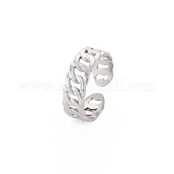 変色しない304ステンレススチールカーブチェーンオープンカフリング女性用  ステンレス鋼色  usサイズ6 3/4(17.1mm)&nbsp;RJEW-S405-195P